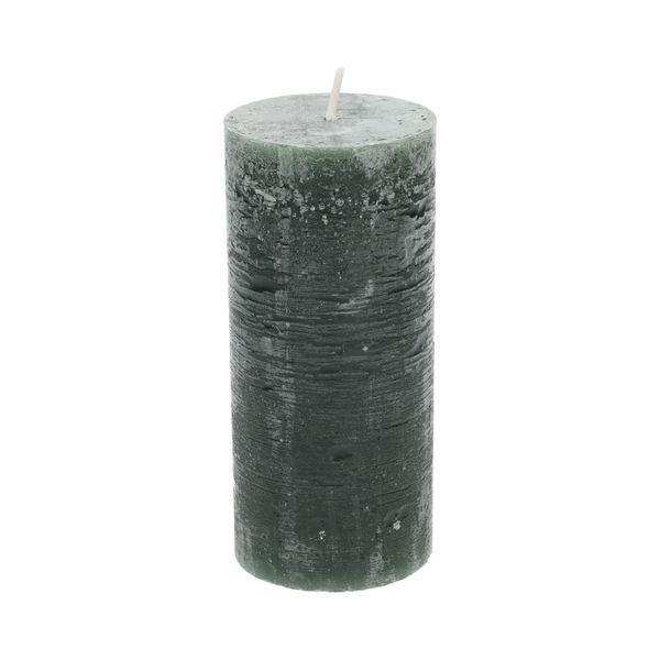 Bougie bloc, vert foncé, Ø7 X 15 cm